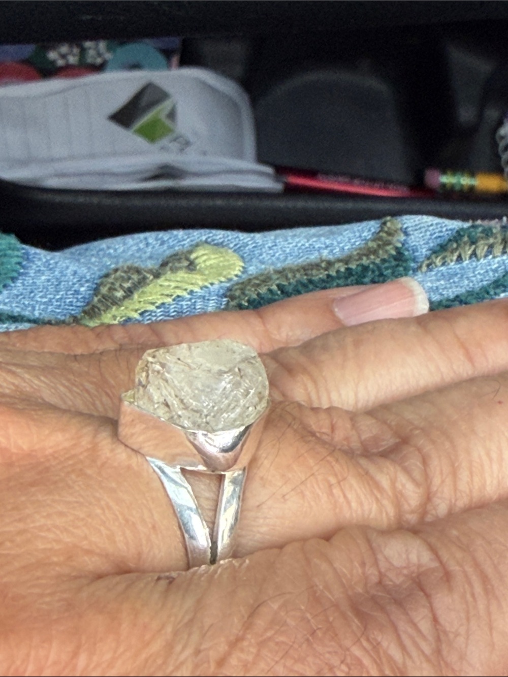 Herkimer Diamond Ring: Natural 925 Sterling Silver - Picture 3 of 6